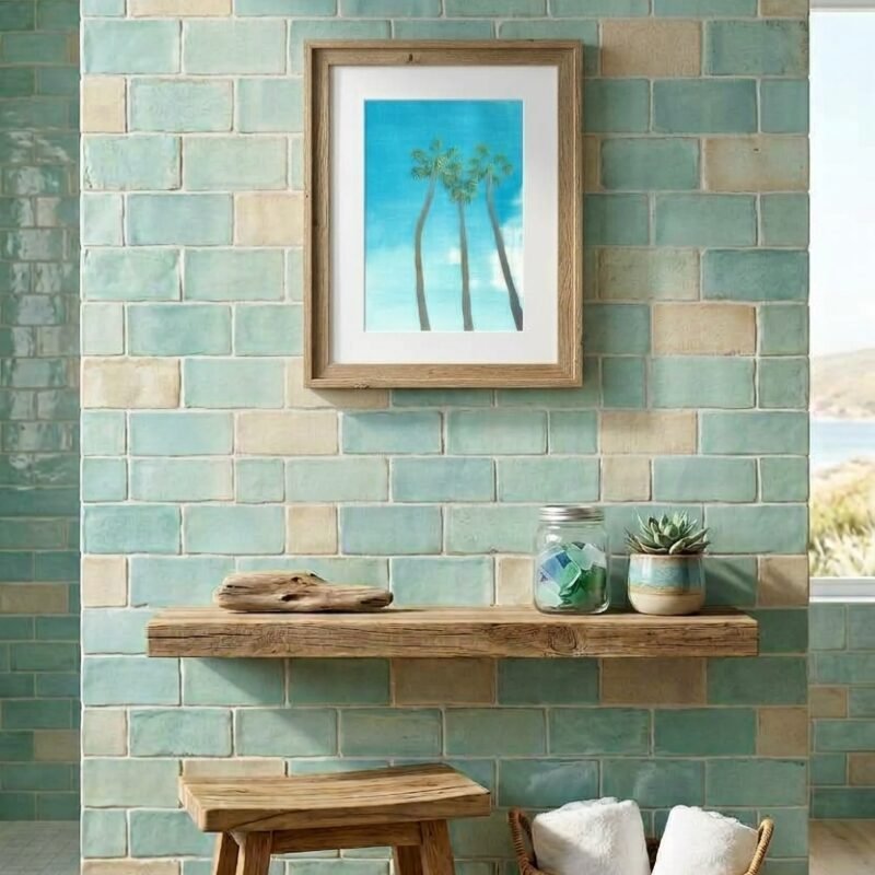 Three Palms on Blue Coastal Wall Art