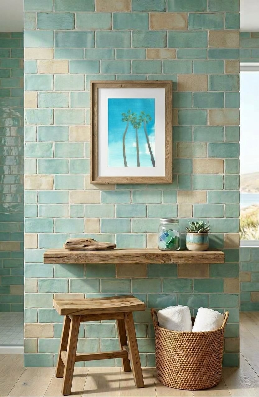 Three Palms on Blue Coastal Wall Art